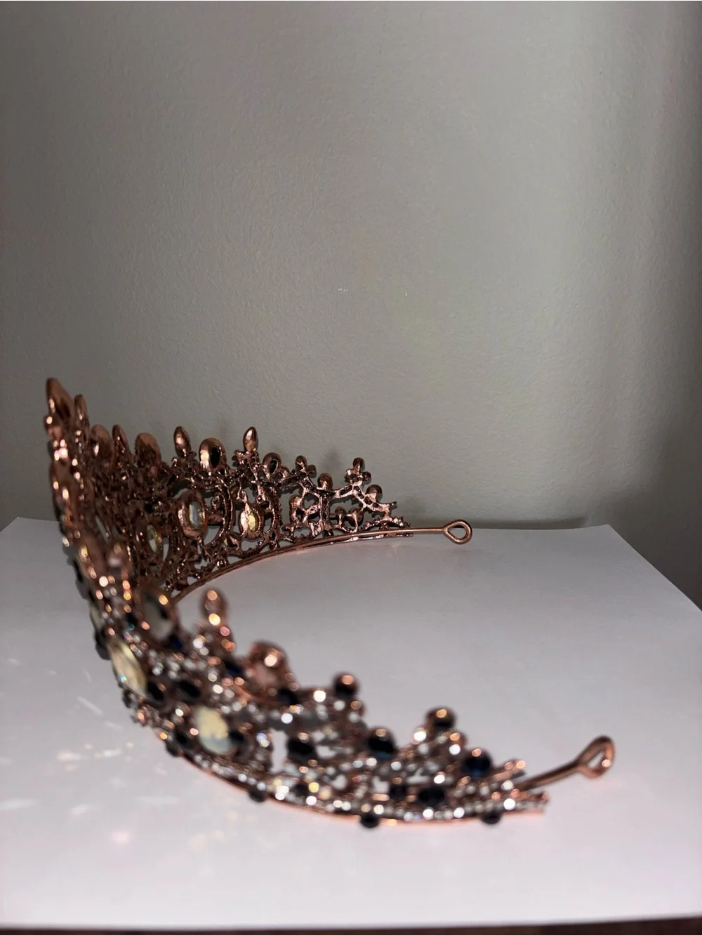 Wedding Crown Blue Crystal Crowns and Tiaras for Women and Girls Gold